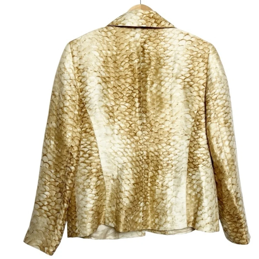 Lafayette 148 Snake Print Silk/Linen Jacket Open Front Size 8